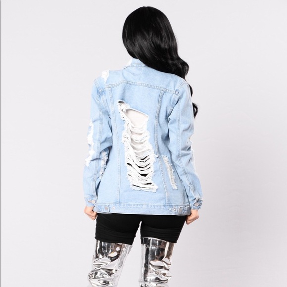 Distressed Denim Boyfriend Jacket - Picture 4 of 6